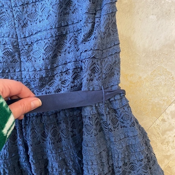 Zara Basic Fit & Flair Sleeveless Blue Lace Dress - M - Picture 9 of 9